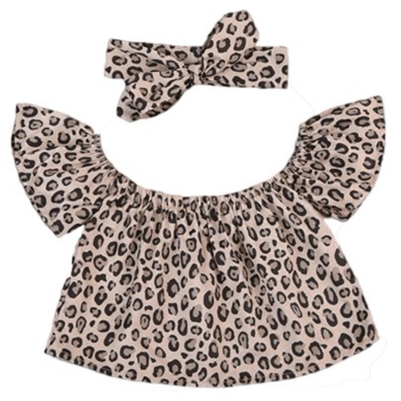 Vouge Fashion Other - Leopard Print Off the Shoulder Top and Headband
